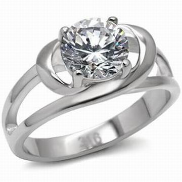 2.5CT CZ CROSSOVER STAINLESS STEEL RING-5 sizes
